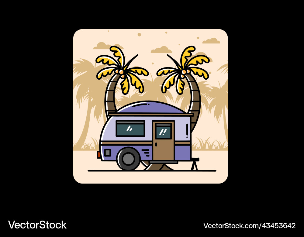 Teardrop camper and coconut tree design Vector Image