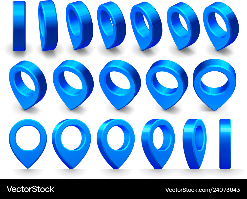 3D Location Pin Navigation Markers Vector Image
