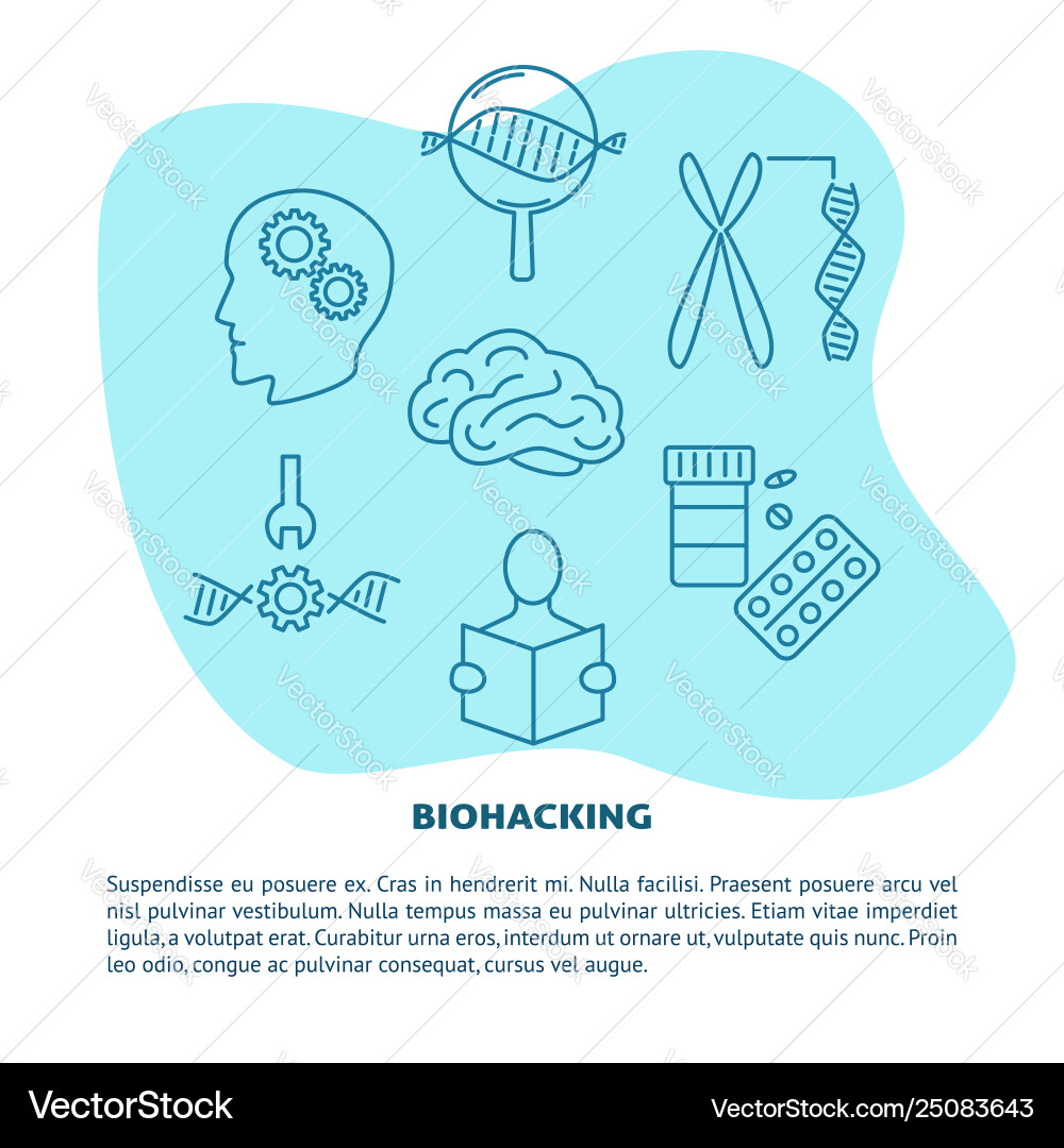 Biohacking concept banner in line style with place Biohacking concept banner in line style with place vector image