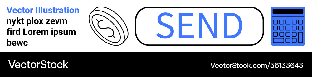 Blue send button with coin icon and numeric keypad Vector Image