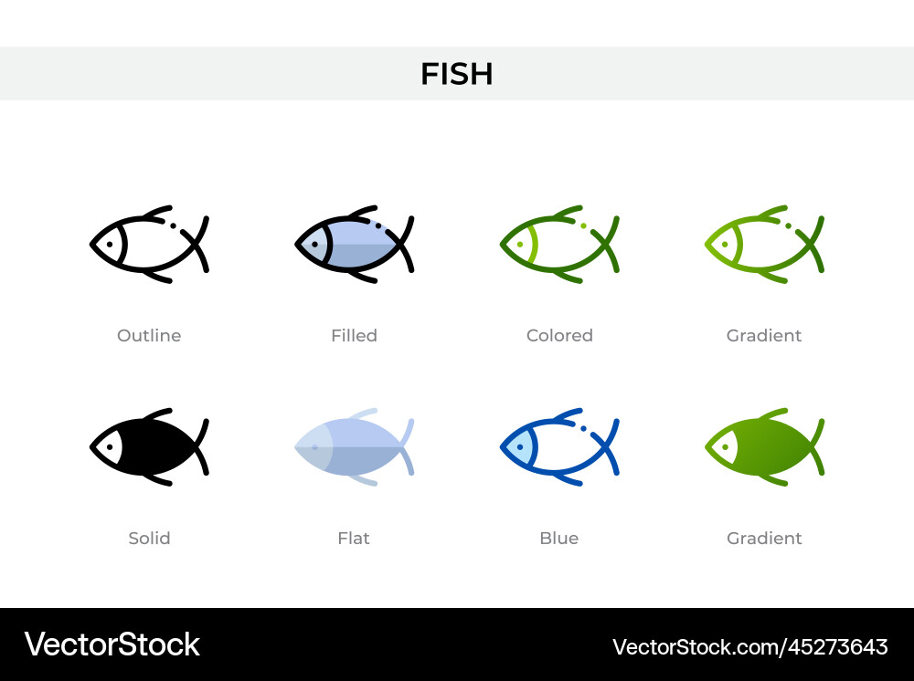 Fish icon in different style icons designed Fish icon in different style icons designed vector image