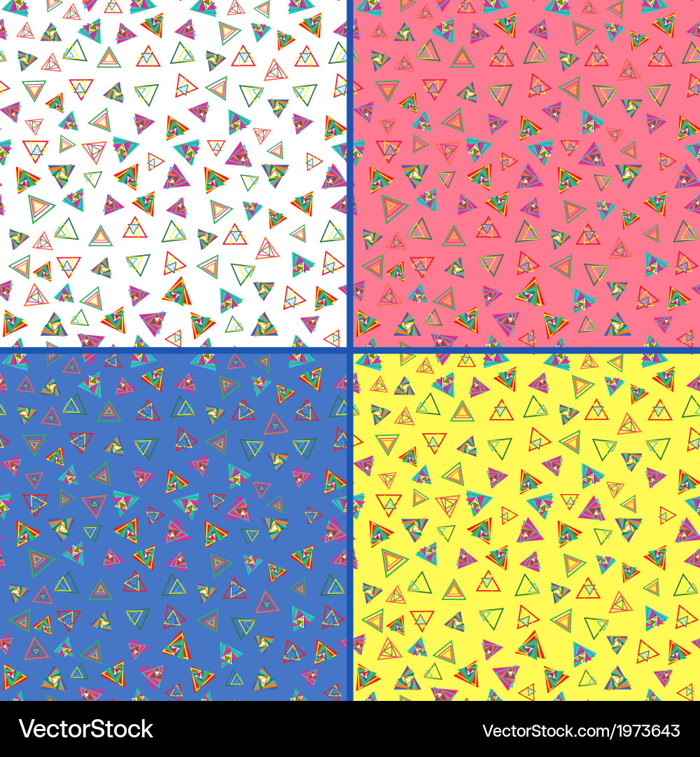 Four seamless patterns with colorful triangles vector image