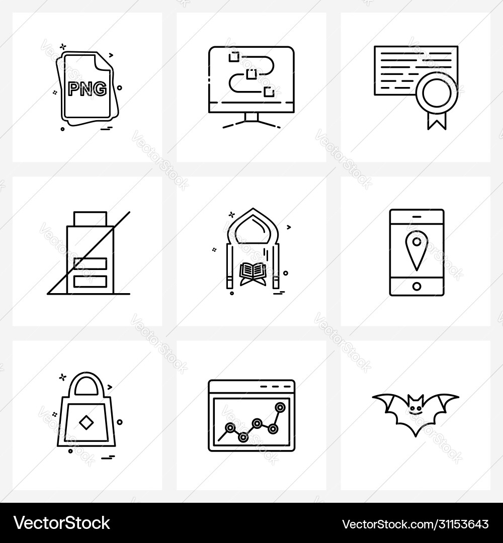 Isolated symbols set 9 simple line icons Vector Image