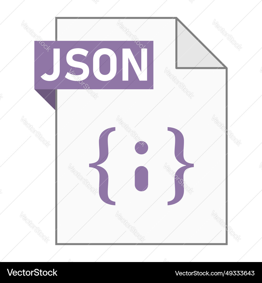 JSON File Icon - Flat Style vector image