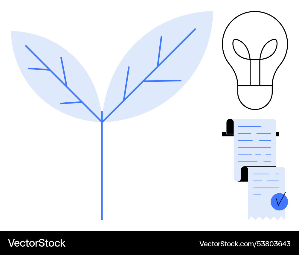 Leaf with lightbulb and checklist concept Leaf with lightbulb and checklist concept vector image