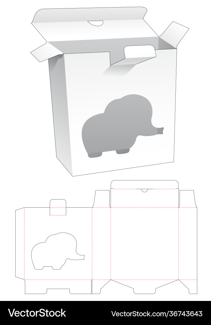Locked point rectangular box with elephant shaped Locked point rectangular box with elephant shaped Vector Image