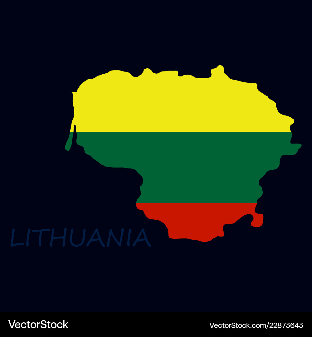 Map of lithuania with flag as texture isolated Vector Image