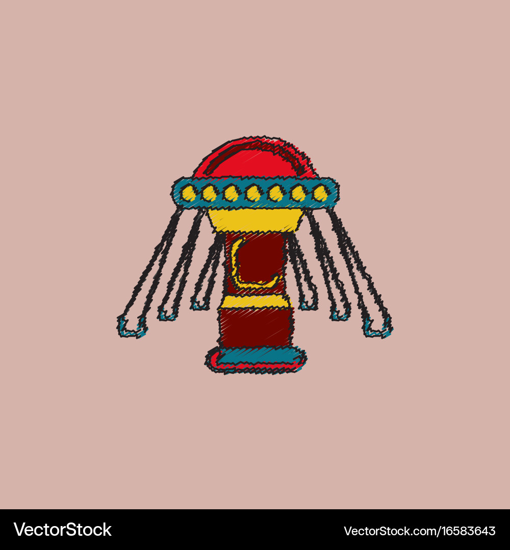 Merry-go-round icon in hatching style Vector Image