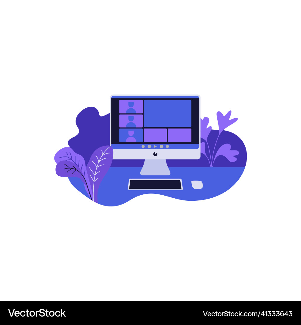 Monitor on keyboard and mouse icon design Vector Image