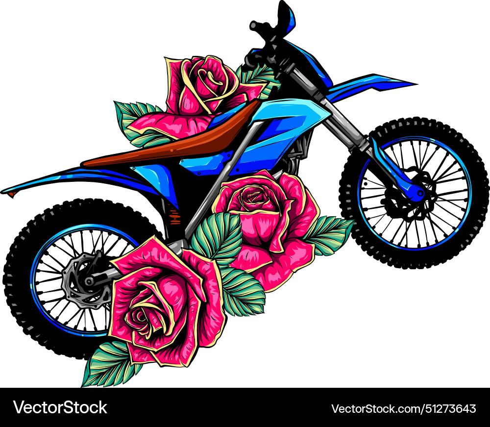 Motocross with rose Royalty Free Vector Image - VectorStock