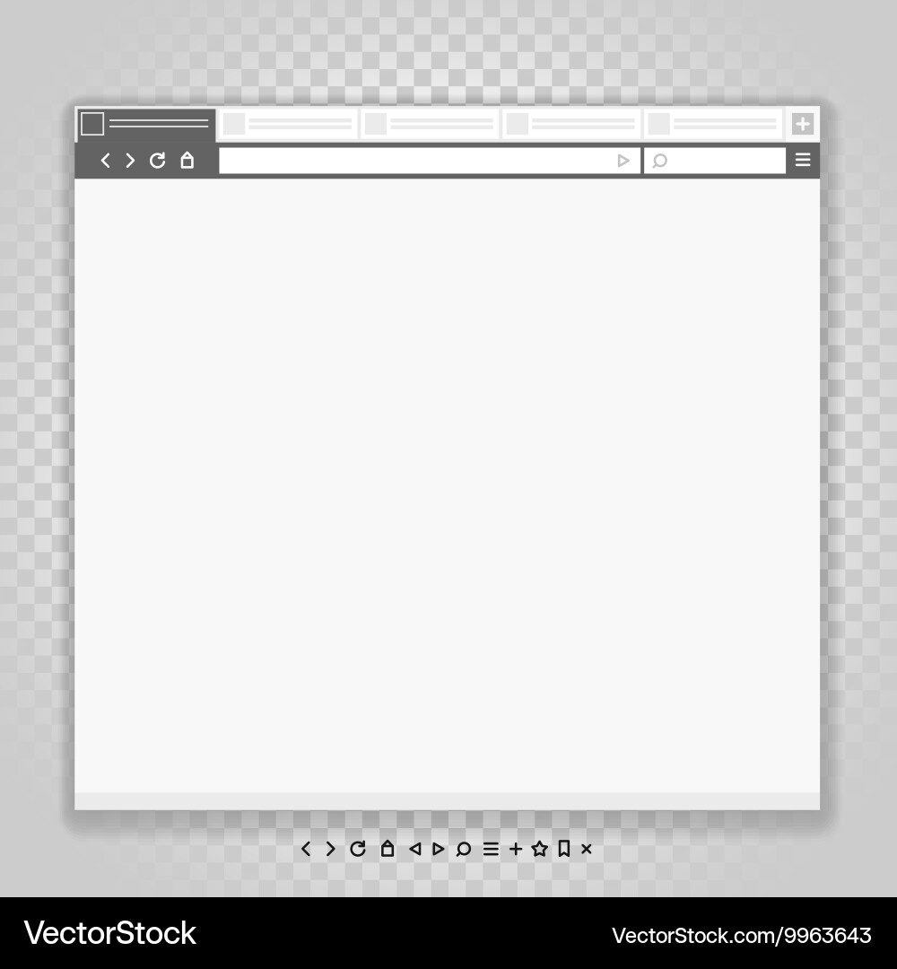 Opened browser window template and different vector image