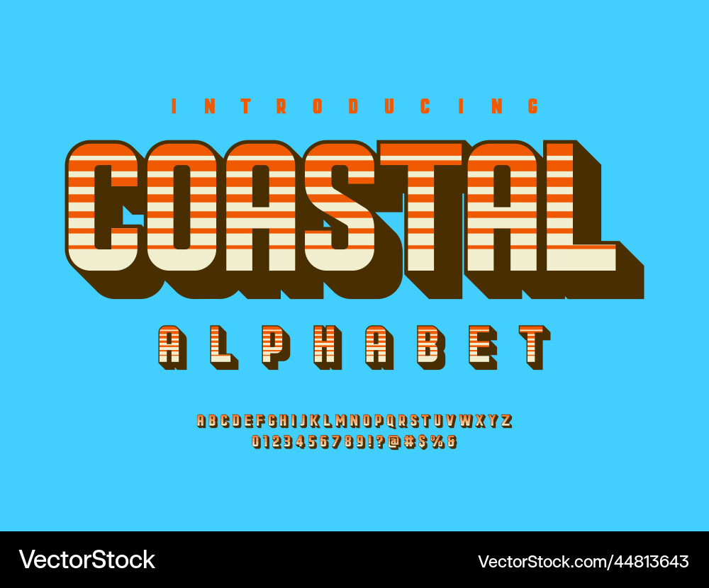Retro Alphabet Font Set vector image