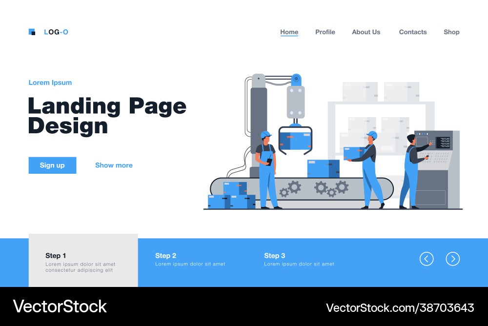 Robotic Automation in Factory Production vector image
