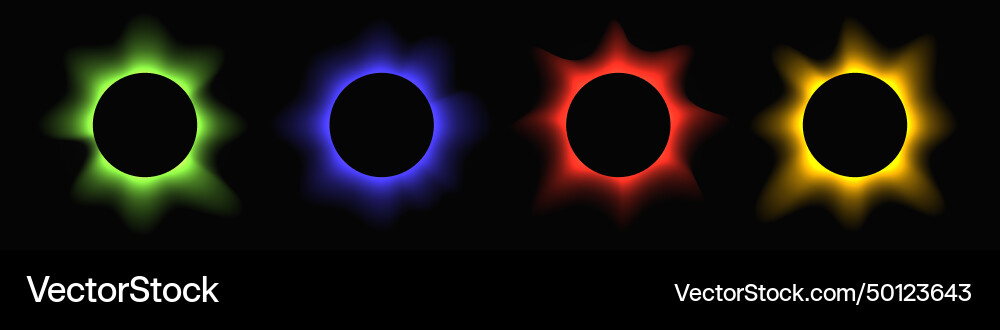 Set of circle illuminate light frames with color Set of circle illuminate light frames with color vector image