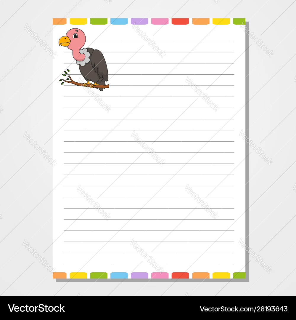 Sheet template for notebook notepad diary Sheet template for notebook notepad diary vector image