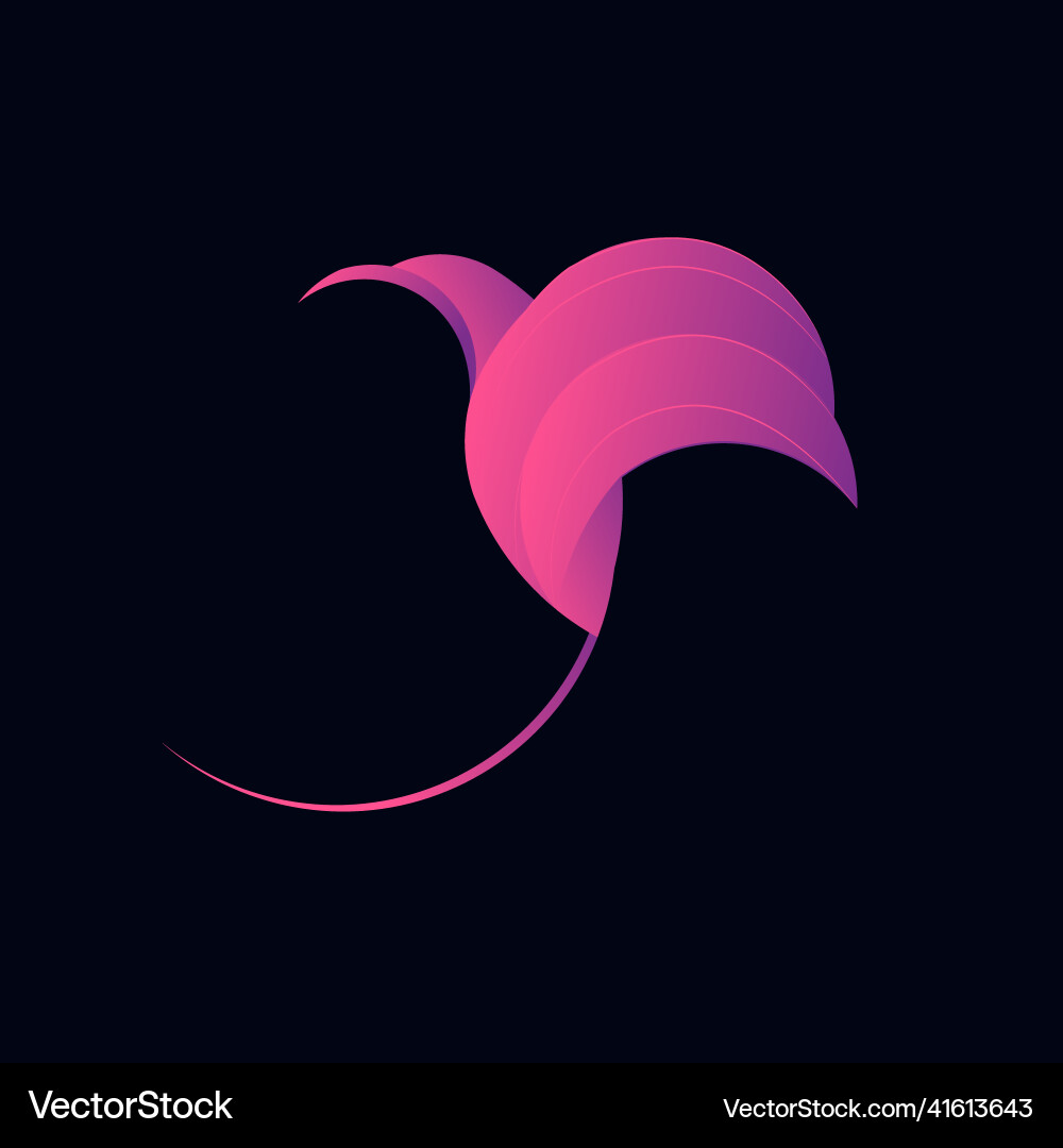 Silhouette of a pink-purple bird paradise Vector Image