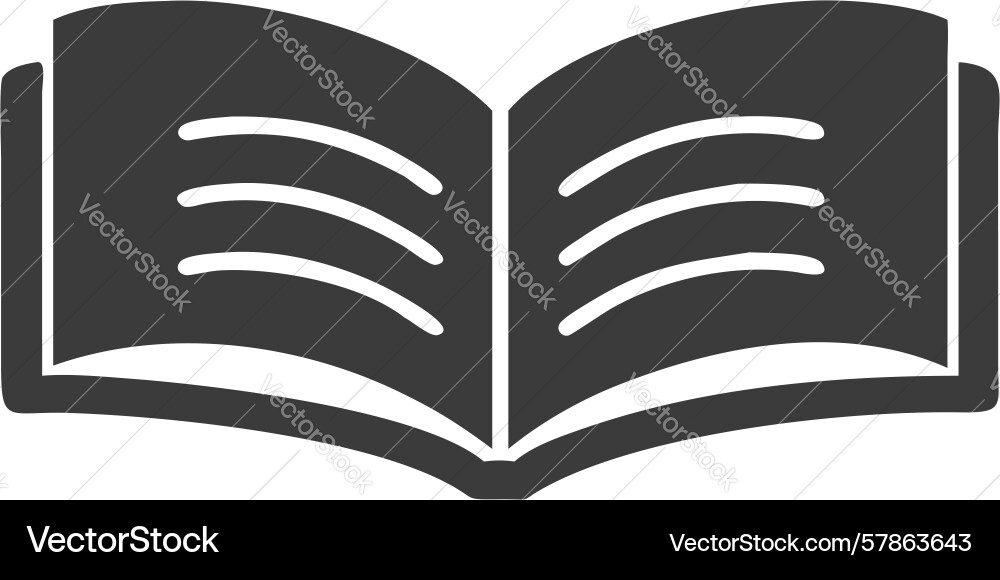 Solid black open book symbol of learning Vector Image