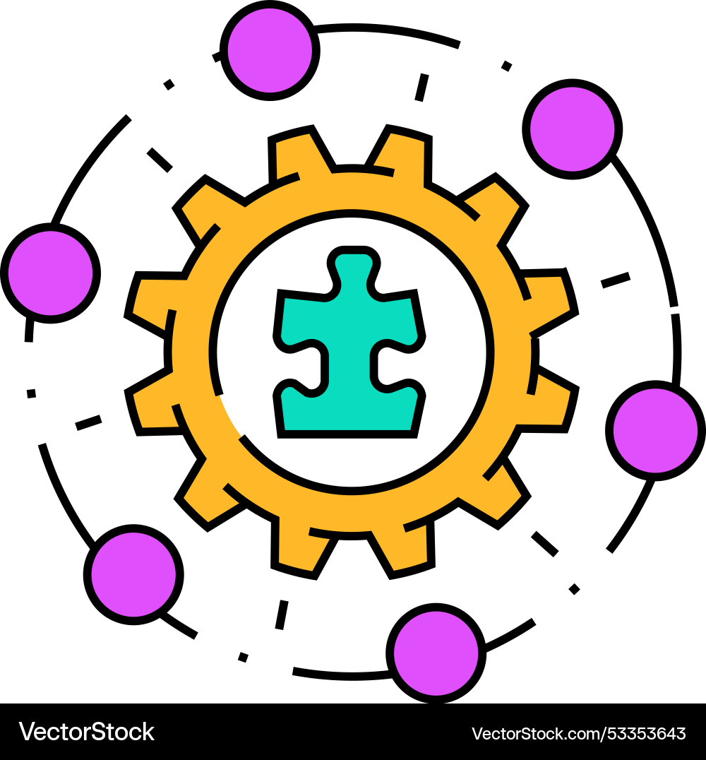System integration business process icon color System integration business process icon color vector image