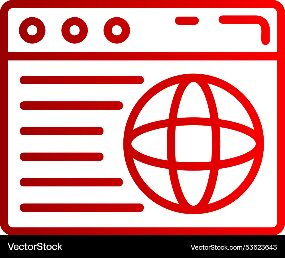 Web browser line gradient icon vector image