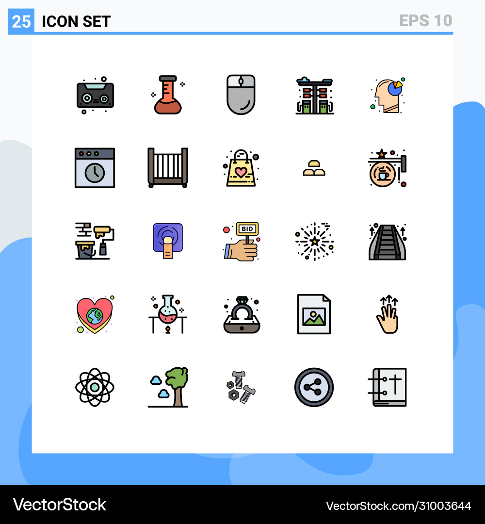 25 user interface filled line flat color pack Vector Image