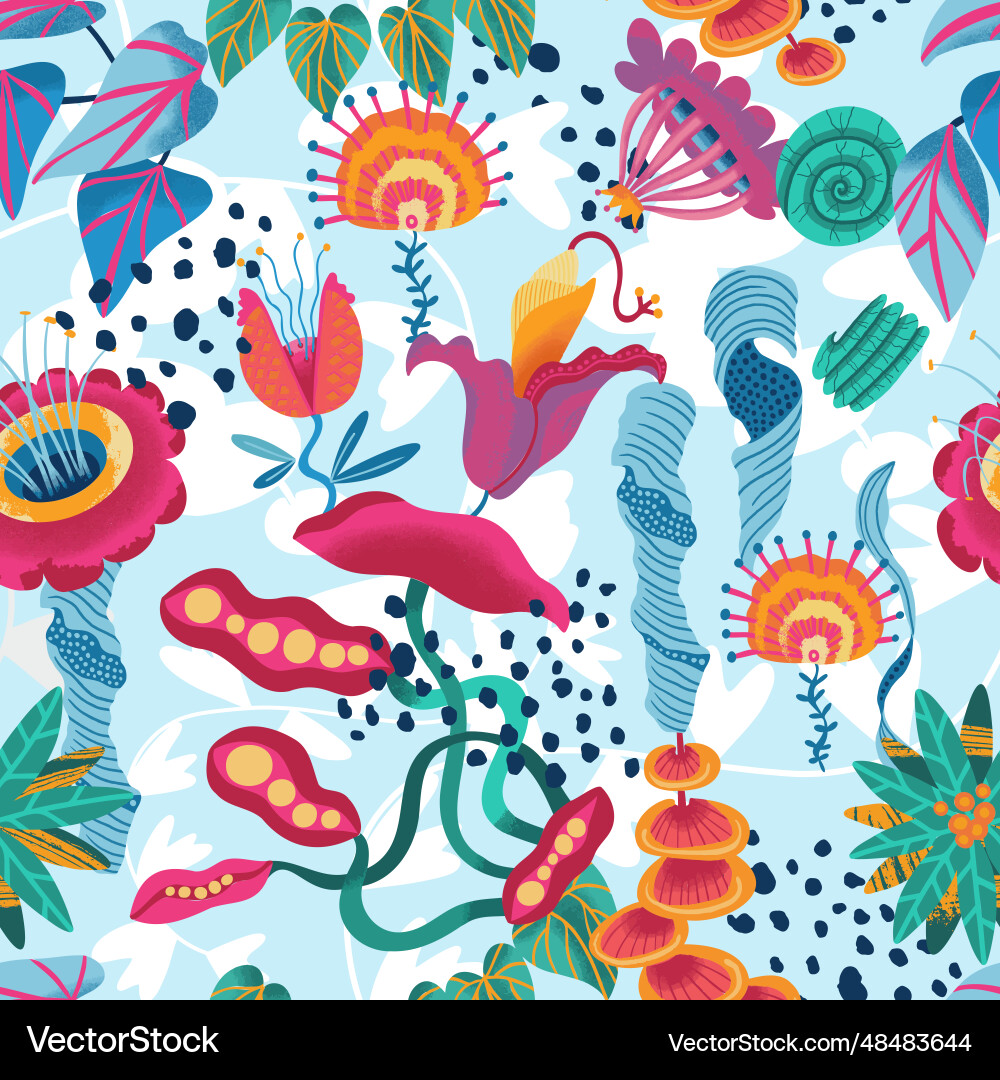 Alien abstract botanicals seamless pattern Vector Image