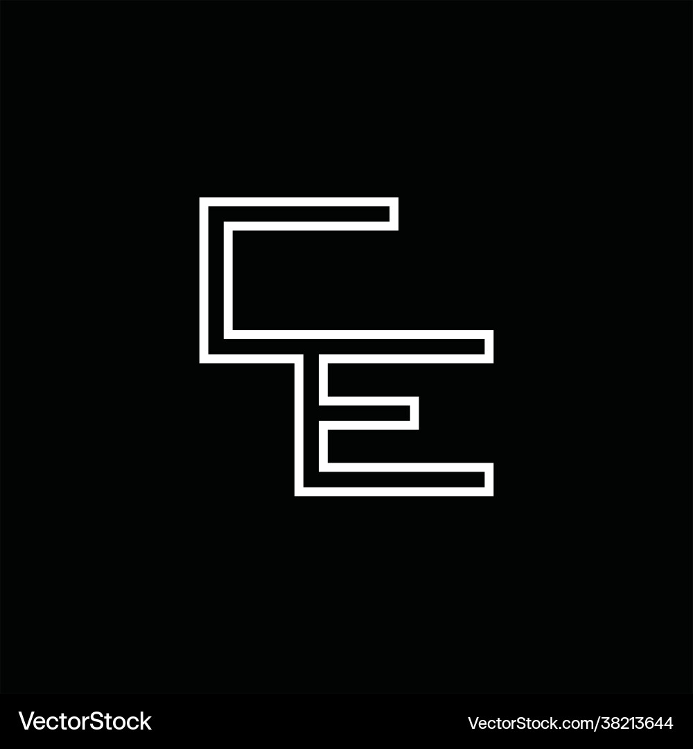 Ce logo monogram with circle rounded slice shape Vector Image
