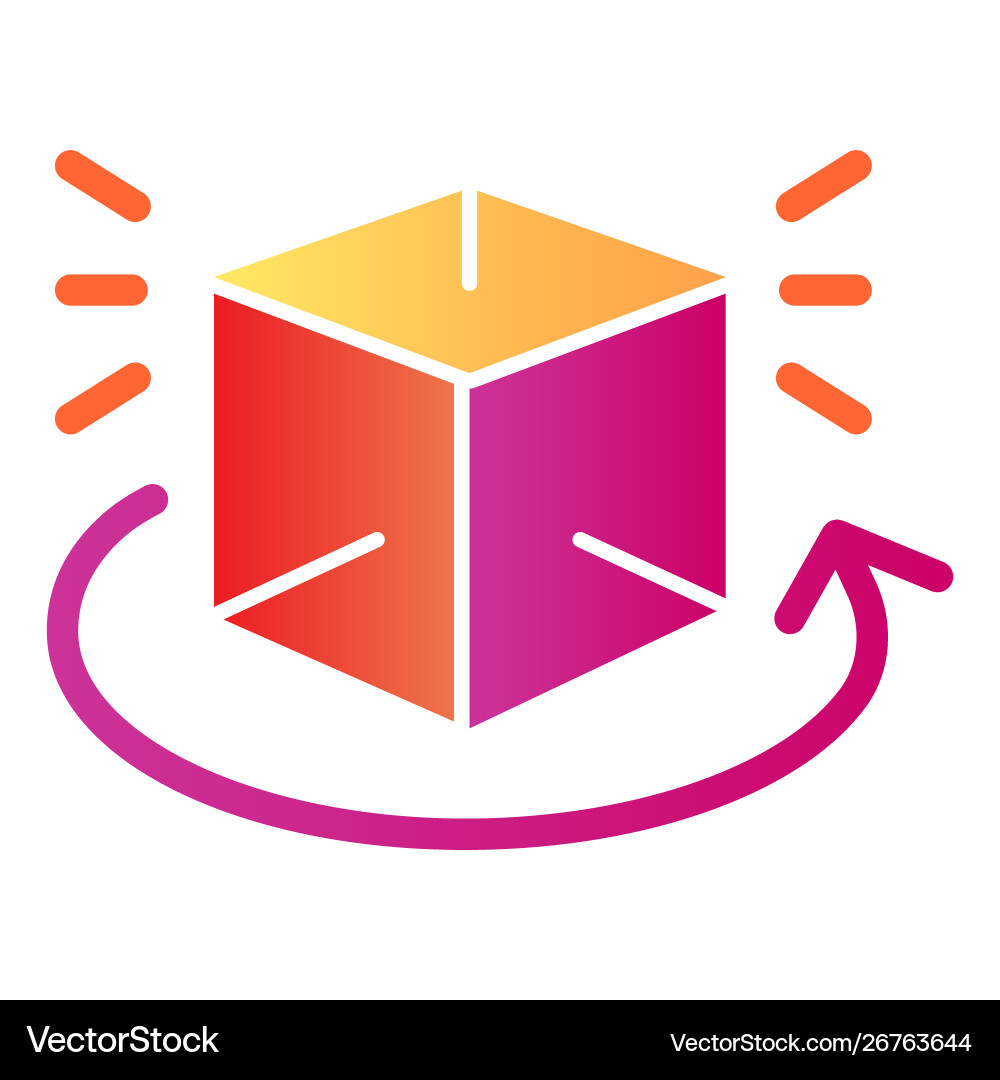Cube 360 degrees rotate flat icon rotation vector image