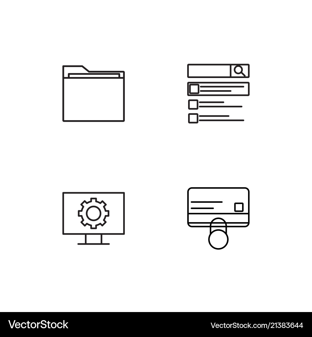 Cyber security linear icons set simple outline vector image