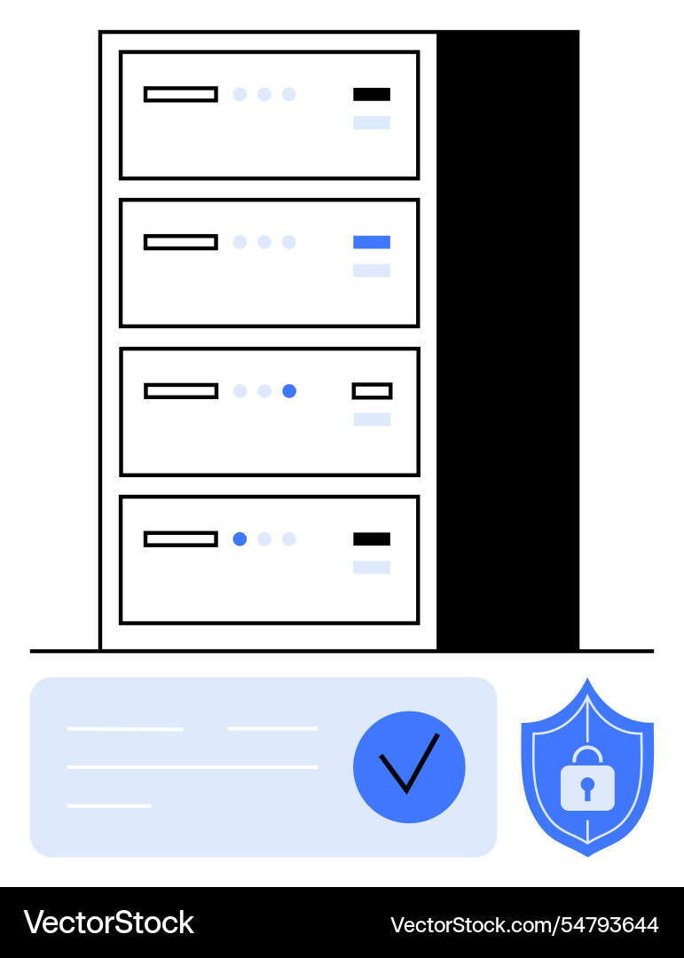 Data storage servers with security shield Data storage servers with security shield vector image