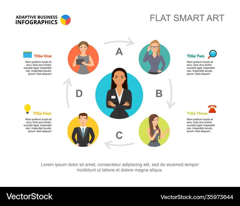 Four tasks workflow process chart template vector image