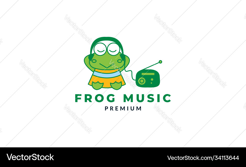 Frosch mit Musik niedlich Cartoon modernes Logo-Ikone Frosch mit Musik niedlich Cartoon modernes Logo-Ikone vektorbild