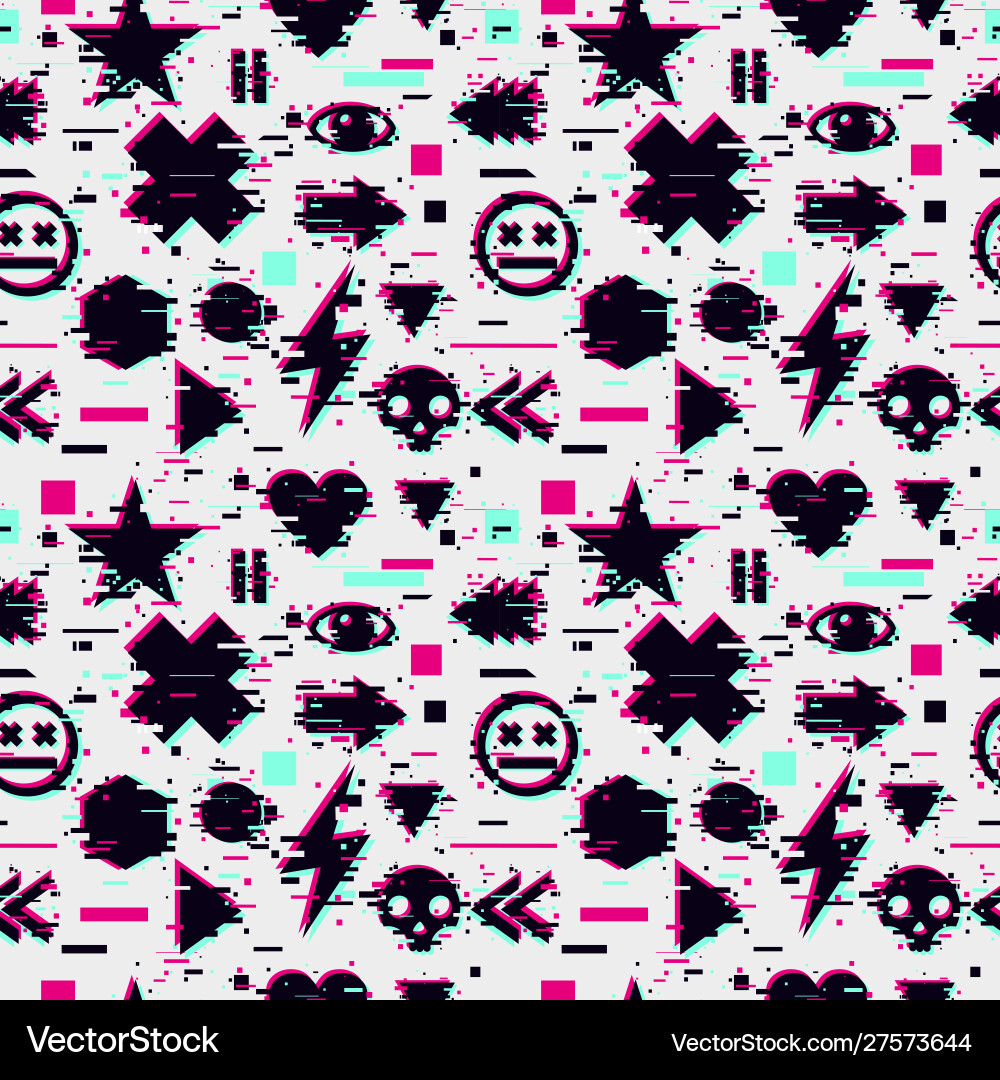 Glitch Video Game Pattern vector image