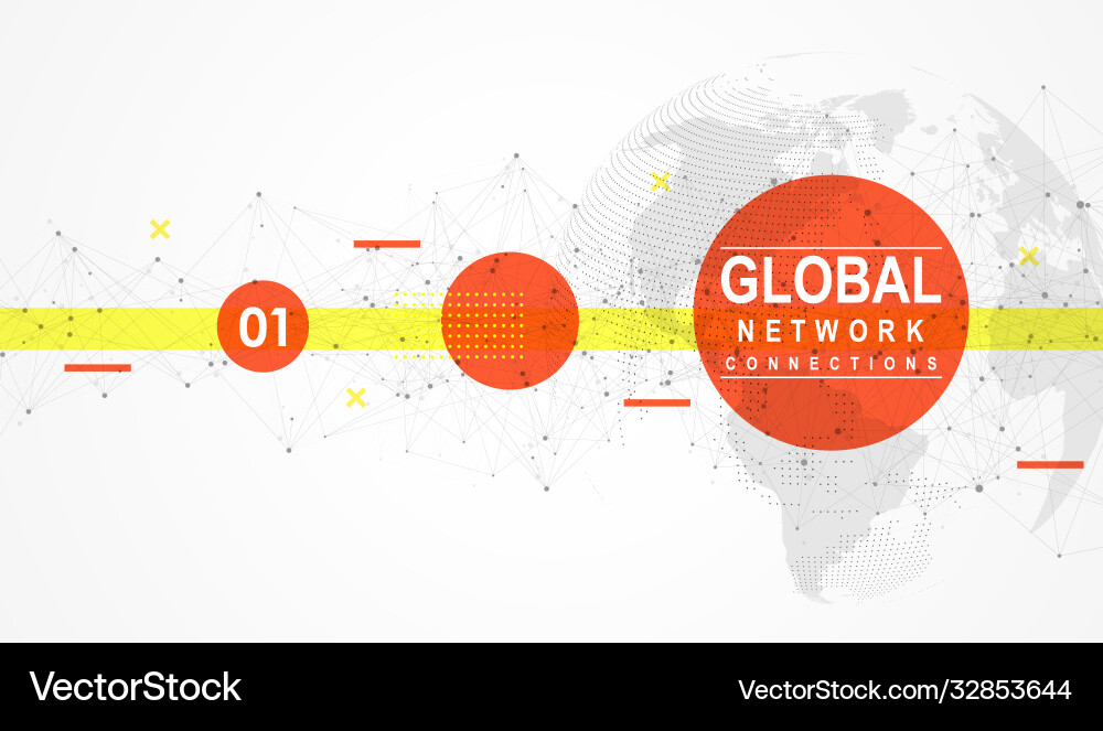 Global network connection world map point Global network connection world map point vector image