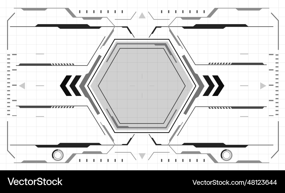 Hud sci-fi interface screen monochrome view Hud sci-fi interface screen monochrome view vector image