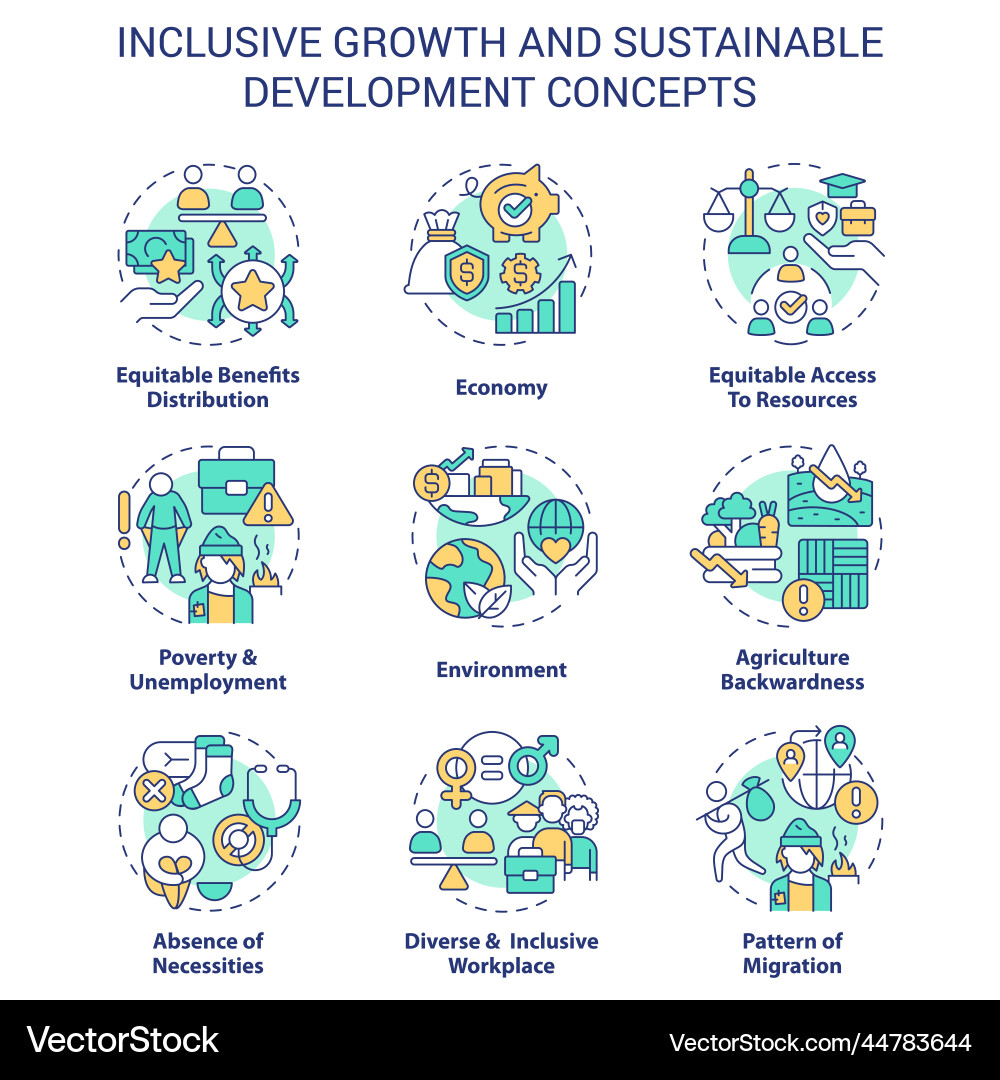 Inclusive Growth \u0026 Sustainability Icons – Royalty-Free Vector | VectorStock, image size:1000x1080