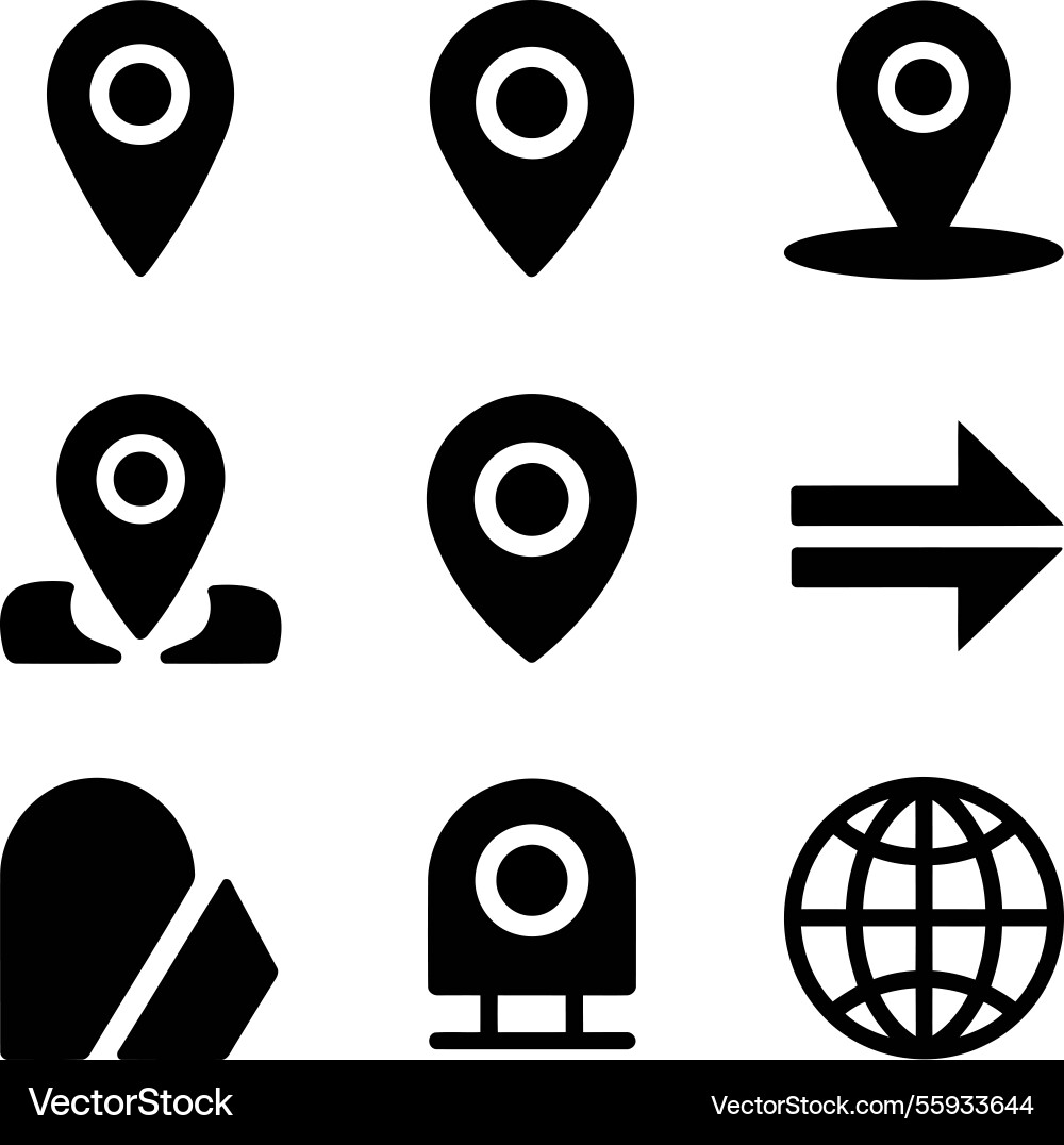 Location and navigation icon set featuring directi Vector Image
