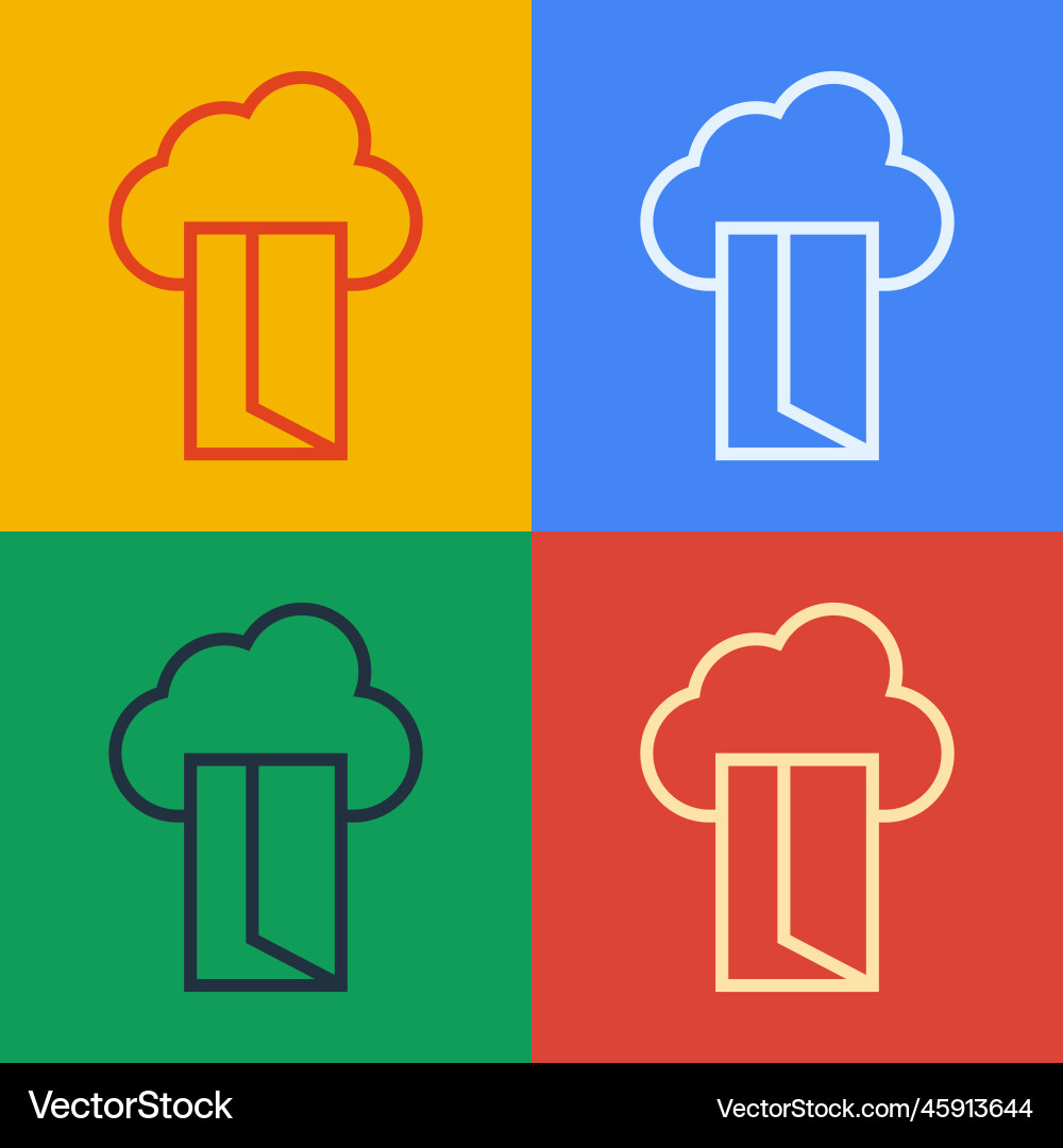 Pop art line cloud database icon isolated on color Pop art line cloud database icon isolated on color vector image