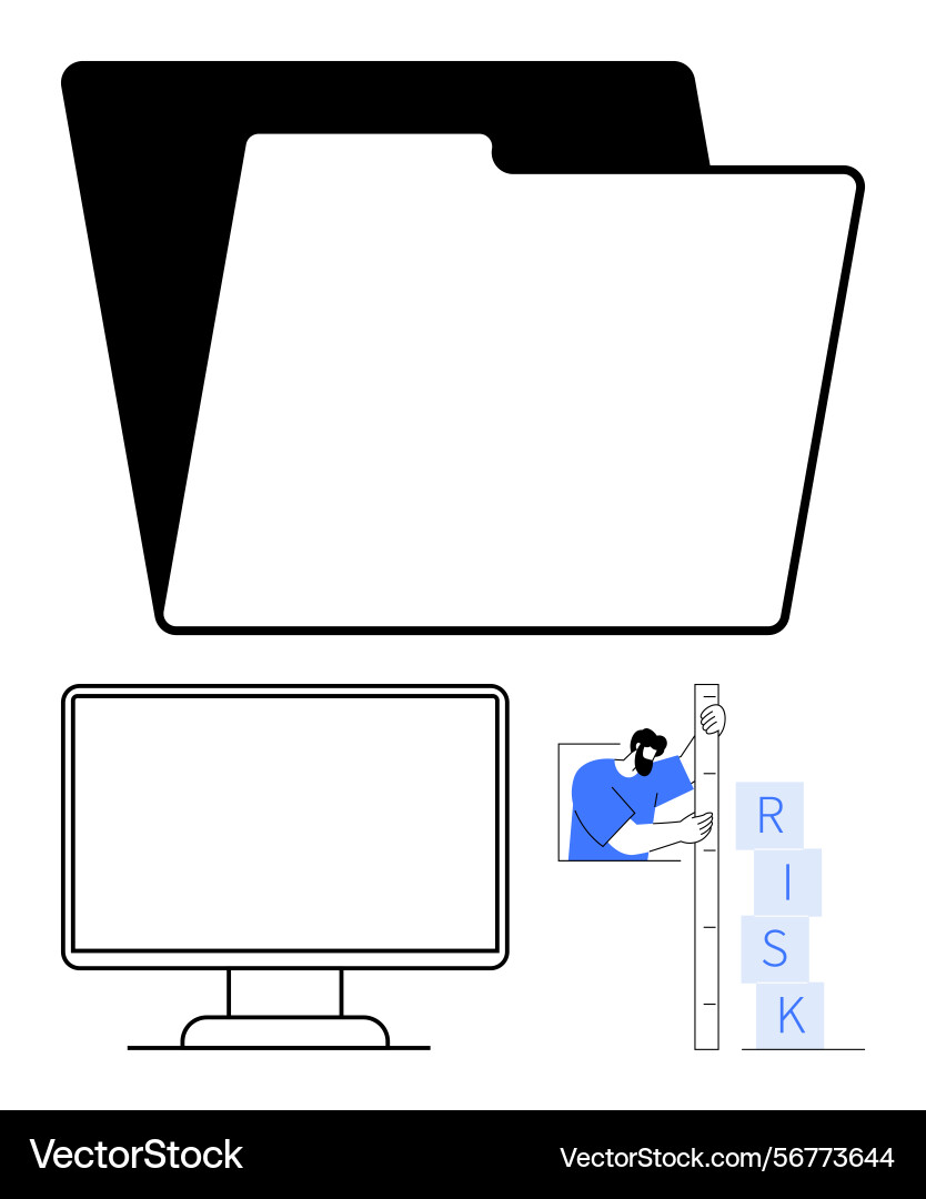 Risk management symbolized by folder computer Risk management symbolized by folder computer vector image