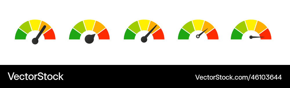 Round dashboard indicator set gauge with power vector image