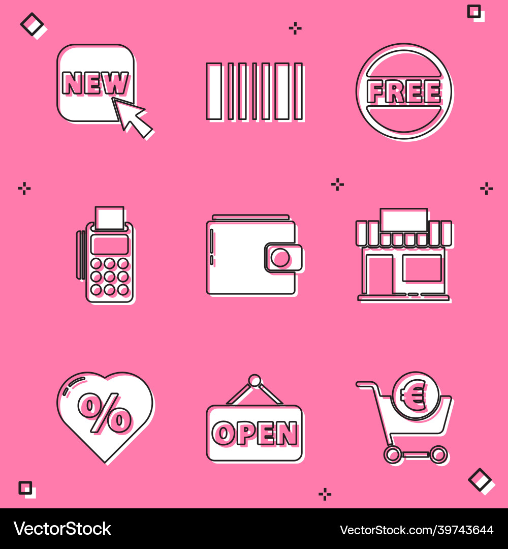 Set button with text new barcode price tag free Vector Image