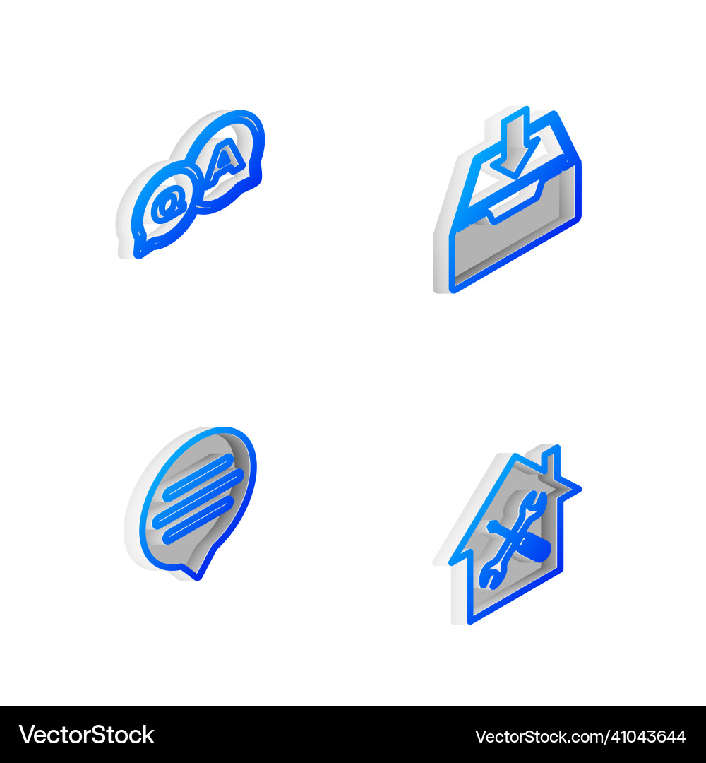 Set isometric line download inbox question Set isometric line download inbox question vector image
