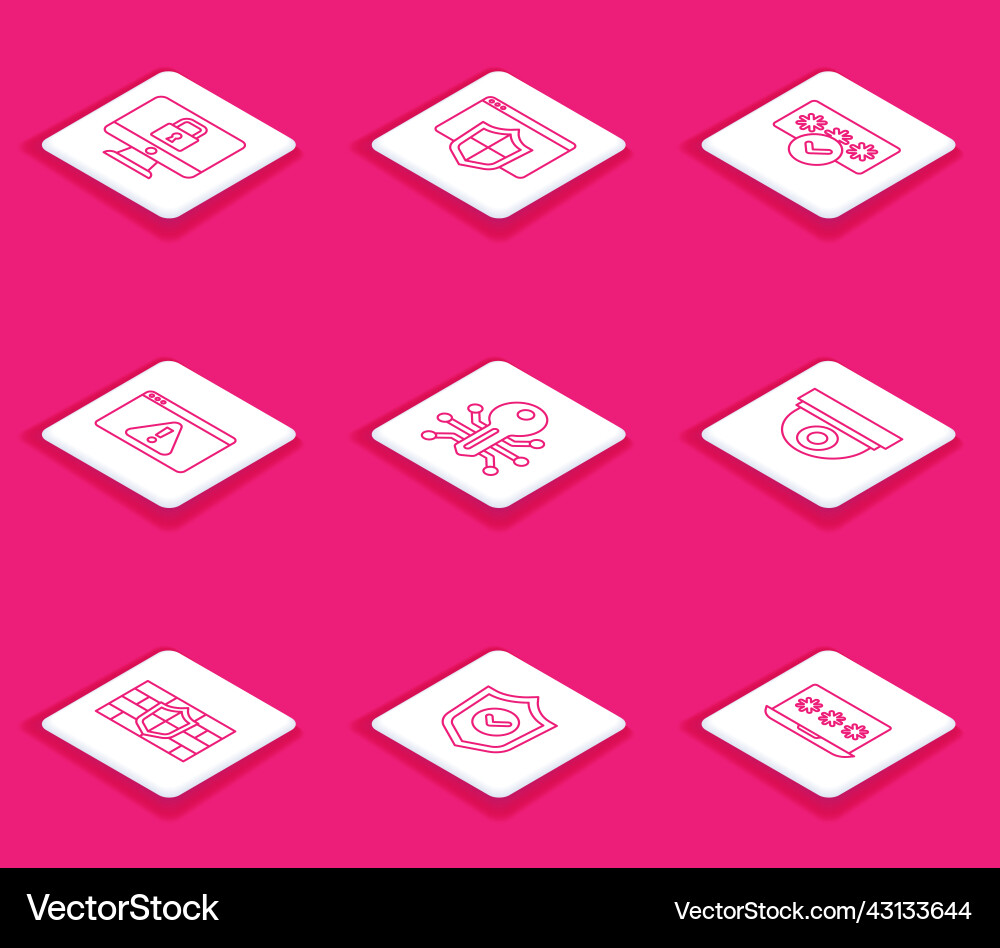 Set line lock on monitor browser with shield Set line lock on monitor browser with shield vector image