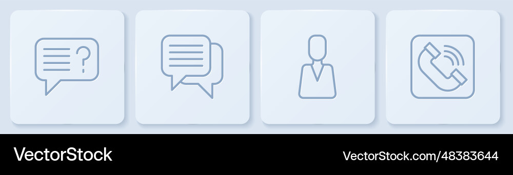 Set line unknown search employee speech bubble Vector Image