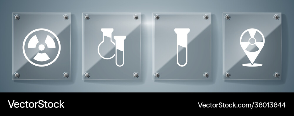 Set radioactive in location test tube and flask vector image