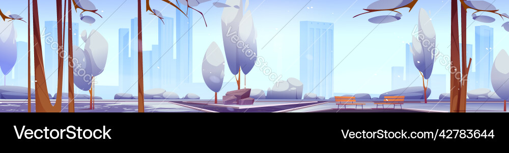 Winter landscape with city park and modern town Winter landscape with city park and modern town vector image