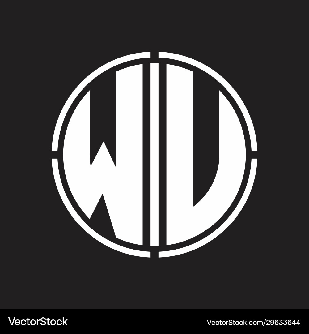 Wu logo initial with circle line cut design vector image