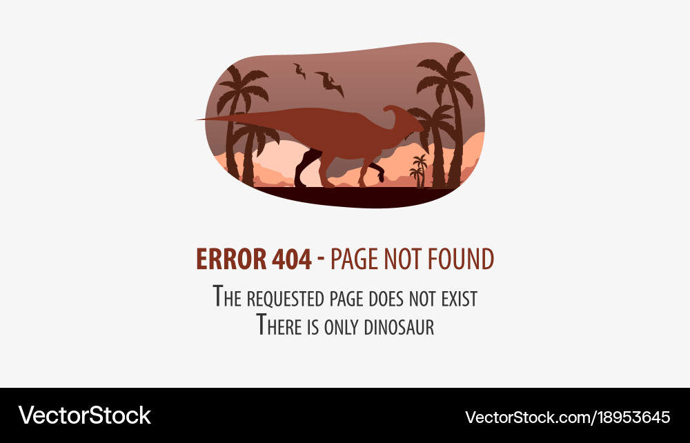 404 error with dinosaur page not found ui ux vector image