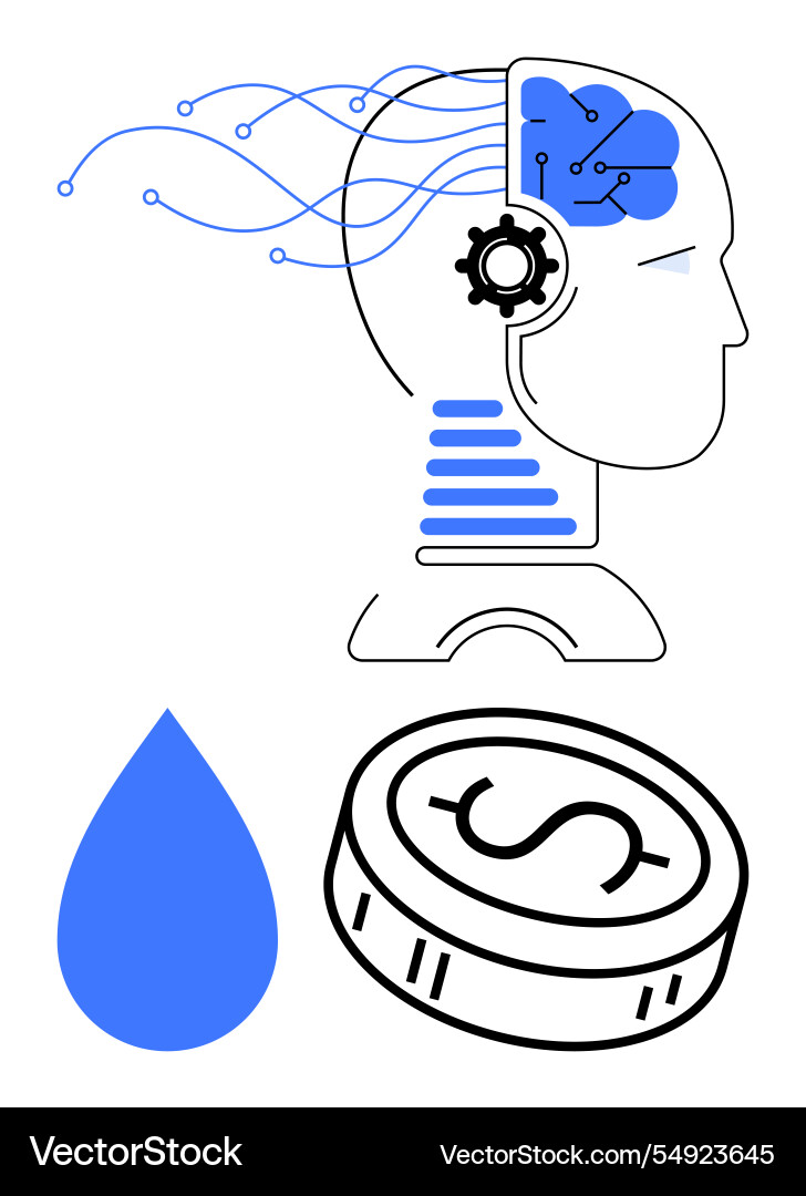 Artificial intelligence and technological Artificial intelligence and technological vector image