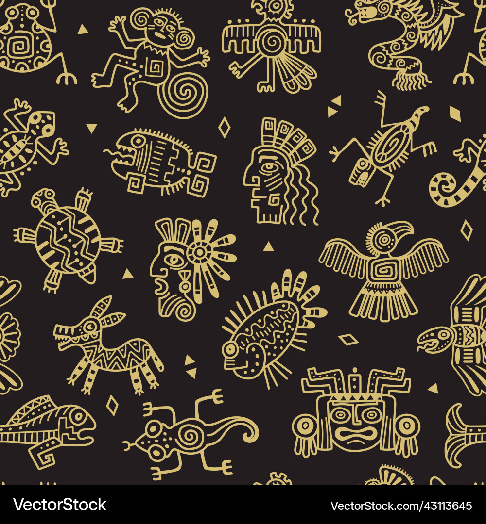 Aztec pattern tribal colored graphic symbols Aztec pattern tribal colored graphic symbols vector image