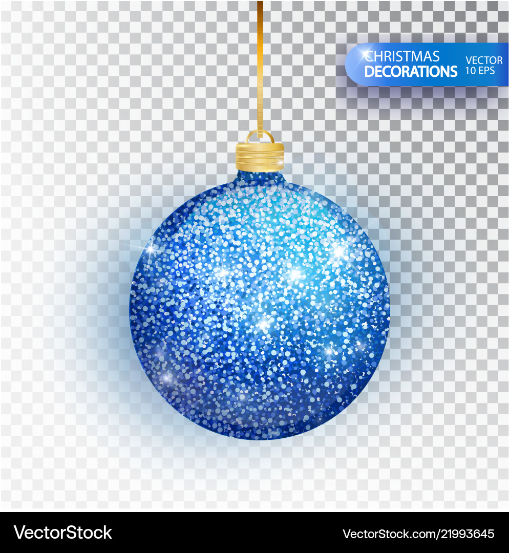 Christmas bauble blue glitter isolated on white Christmas bauble blue glitter isolated on white vector image